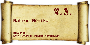 Mahrer Mónika névjegykártya
